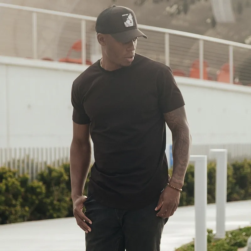 021 ESSENTIAL DROP-CUT T-SHIRT - BLACK