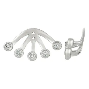 0.33 Carat Natural Diamond Bezel Set Earrings Jackets 14K White Gold