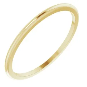 10K Yellow 1 mm Half Round Band Size 6
