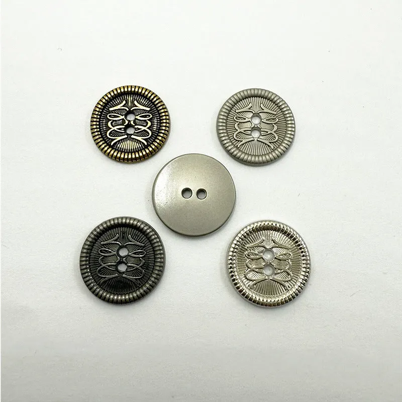 12/15/18mm Vintage Metal Buttons Two Holes for Coats Jackets 96 Pack