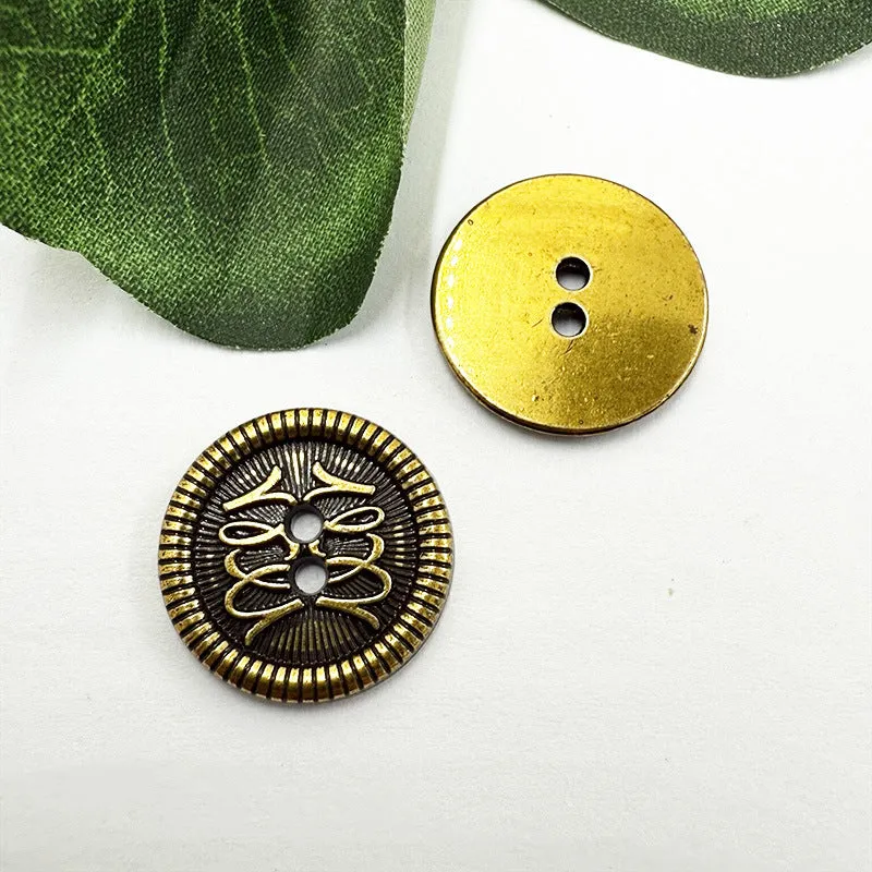 12/15/18mm Vintage Metal Buttons Two Holes for Coats Jackets 96 Pack
