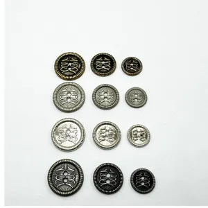 12/15/18mm Vintage Metal Buttons Two Holes for Coats Jackets 96 Pack
