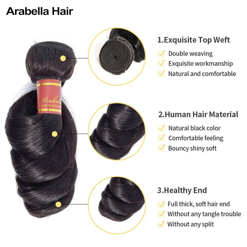 {12A 3Pcs} Loose Wave 3 Bundles 12A Unprocessed Virgin Hair Weave