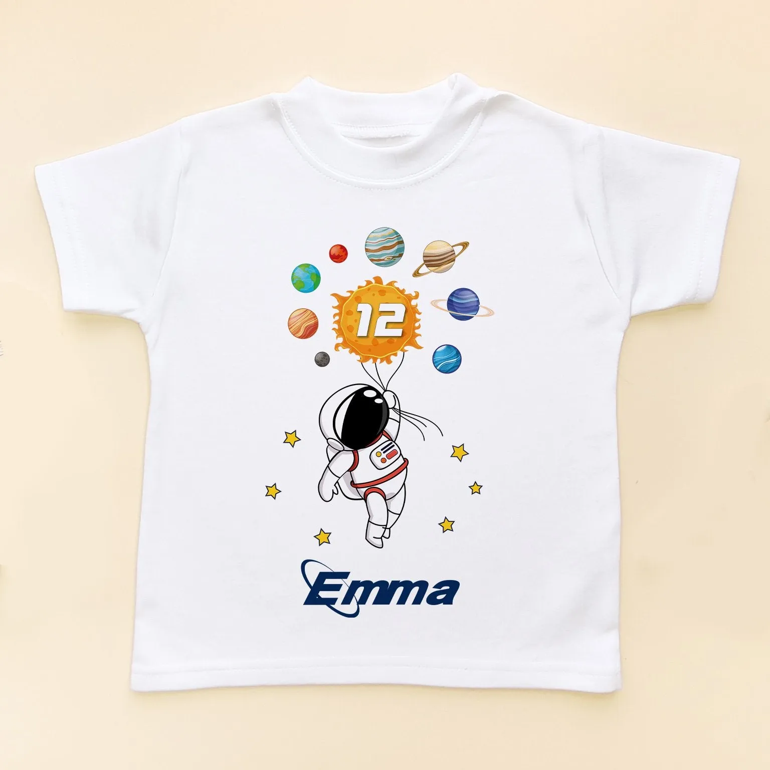 12th Birthday Astronaut Solar System Personalised Kids T Shirt
