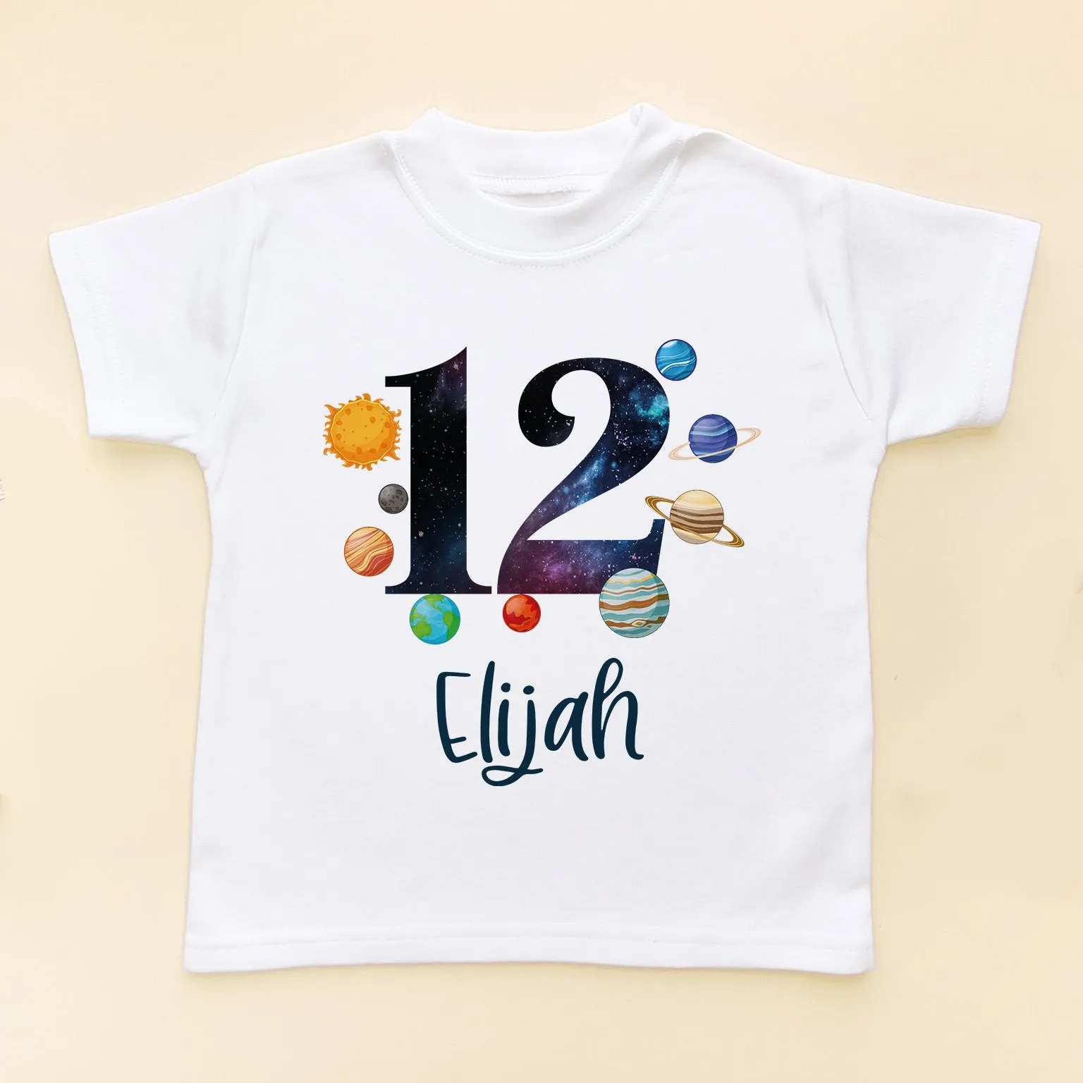 12th Birthday Solar System Personalised Space/Galaxy Kids T Shirt