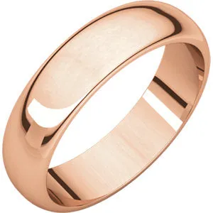 14K Rose 5 mm Half Round Band Size 9.5
