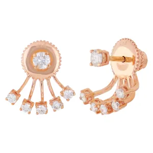 14k Rose Gold 0.55ctw Diamond Ear Starburst Ear Jackets