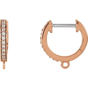 14k Rose Gold 1/10 CTW Diamond Accented Preset Click-In Earrings with Ring