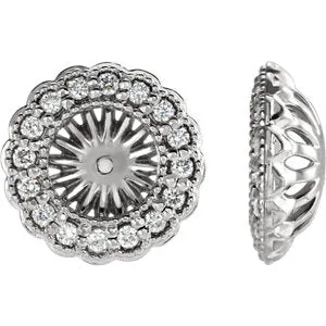 14K White 1/4 CTW Diamond Earring Jackets with 6 mm ID