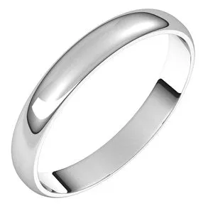 14K White 3 mm Half Round Ultra-Light Band Size 7