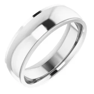 14K White 6 mm Comfort Fit Edge Band Size 8