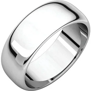 14K White 7 mm Half Round Band Size 9.5