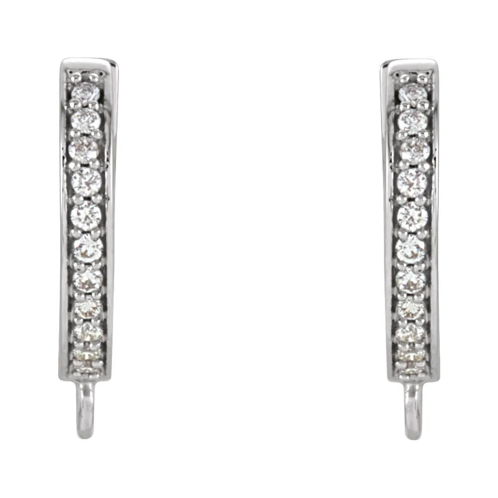 14k White Gold 1/10 CTW Diamond Accented Preset Click-In Earrings with Ring