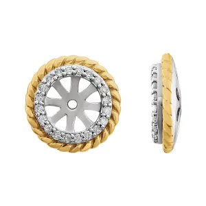 14k White Gold 14K Yellow Gold Plated 1/8 CTW Diamond Rope Earring Jackets