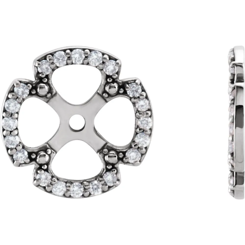 14k White Gold 1/5 CTW Diamond Earring Jackets