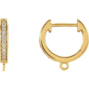 14k Yellow Gold 1/10 CTW Diamond Accented Preset Click-In Earrings with Ring