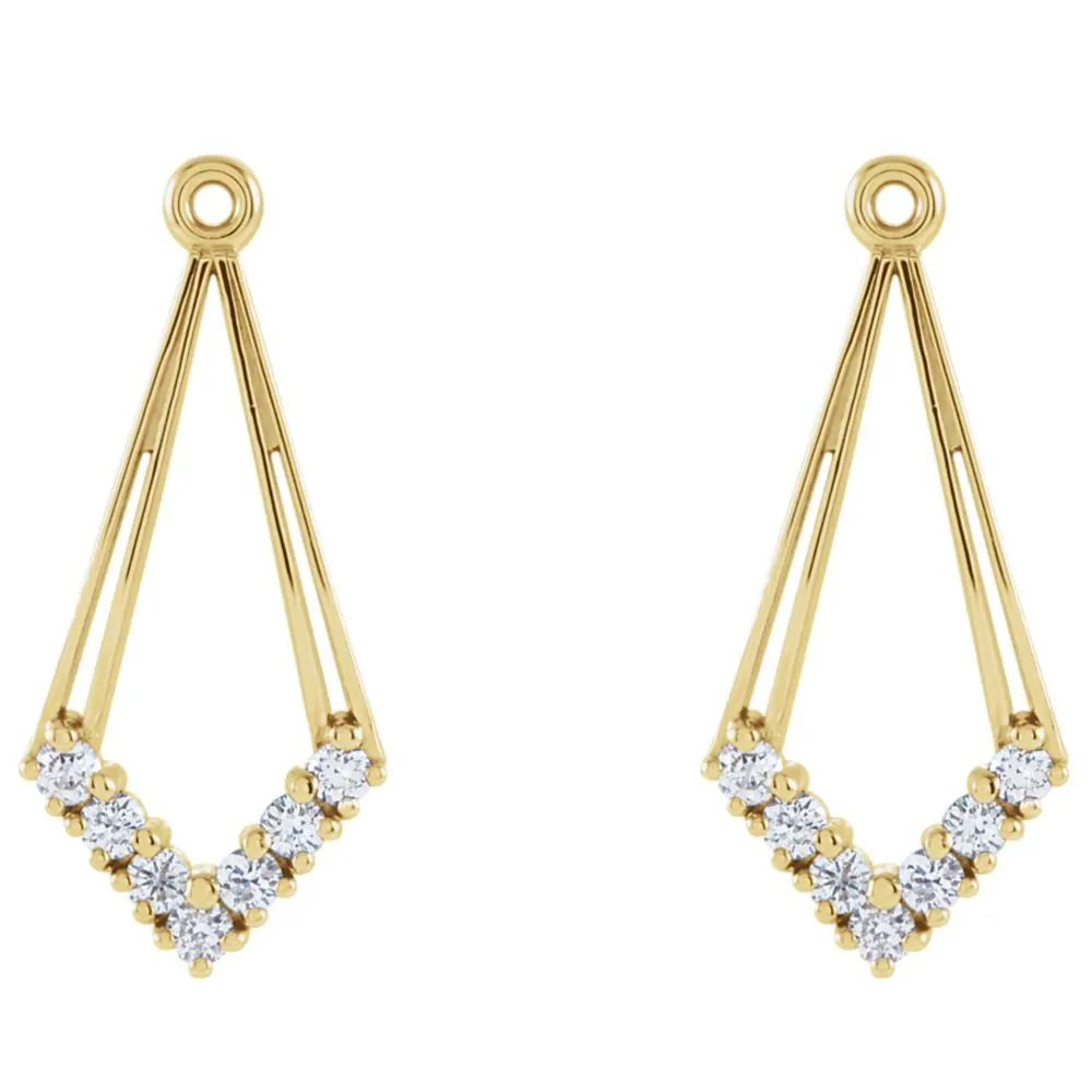 14k Yellow Gold 1/4 CTW Diamond Earring Jackets