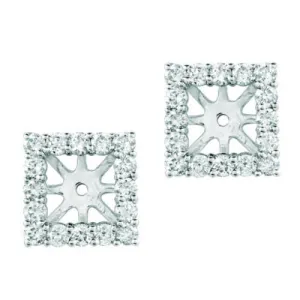 1.85 Ct Natural Diamond Earring Jackets 14K White Gold center is for 7 MM