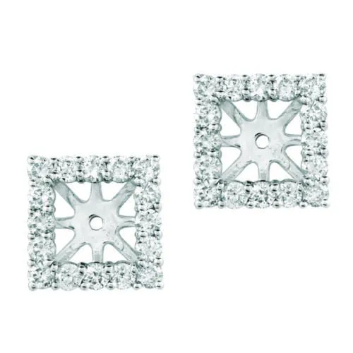 1.85 Ct Natural Diamond Earring Jackets 14K White Gold center is for 7 MM