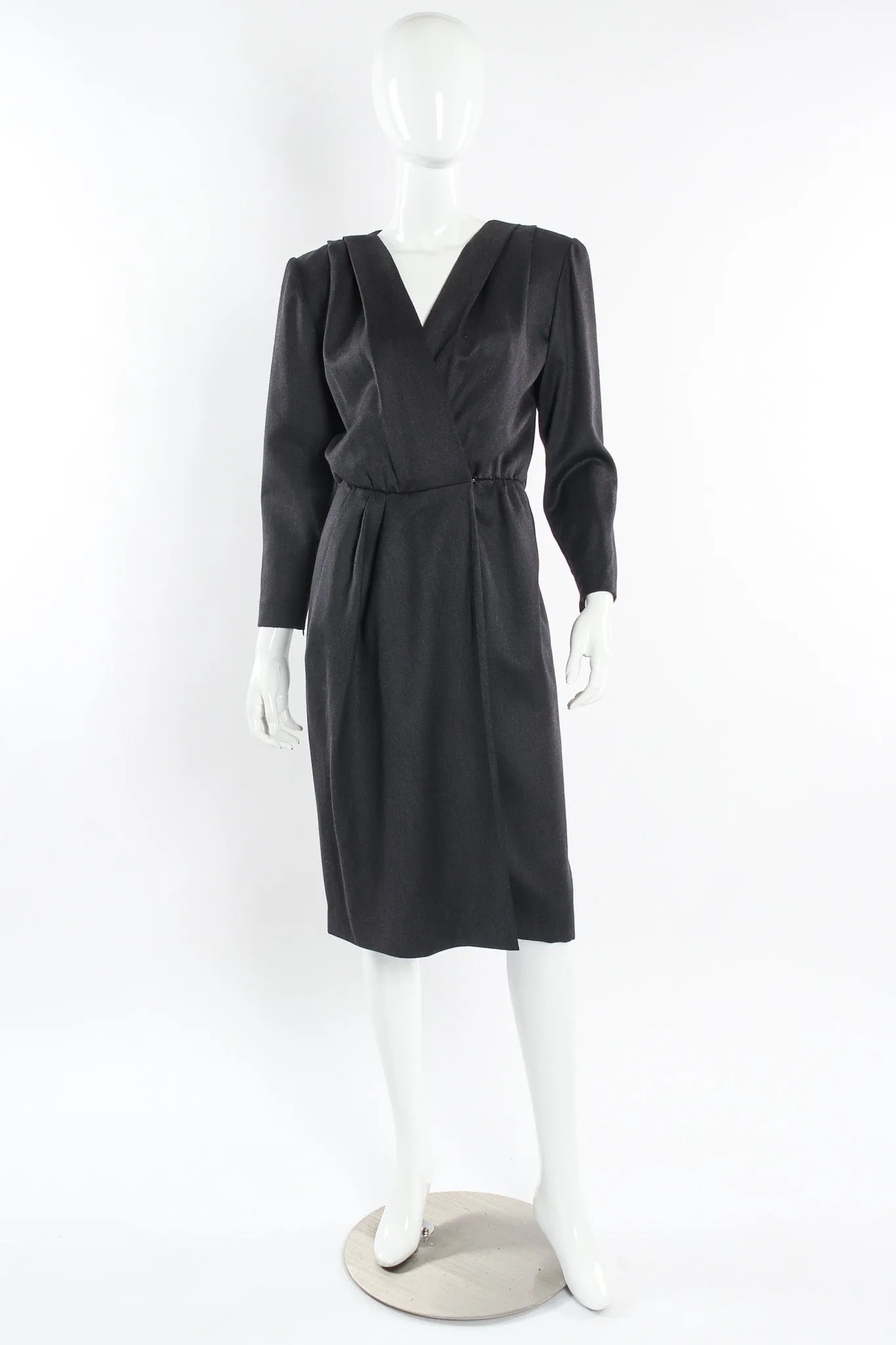 1980s Tailored Wool Sheath Dress