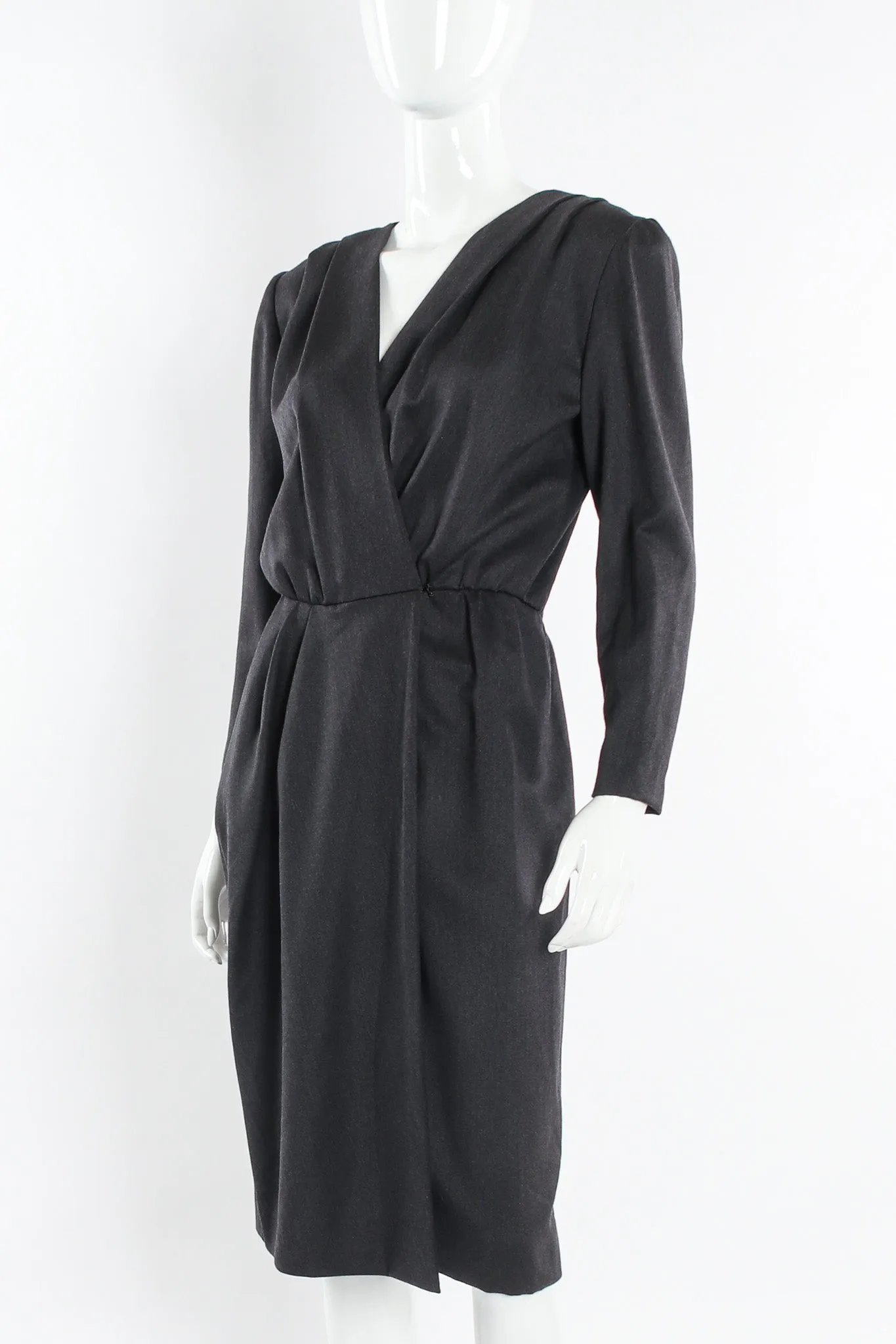 1980s Tailored Wool Sheath Dress