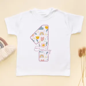 1st Birthday Boho Rainbow Theme Personalised Toddler & Kids T Shirt