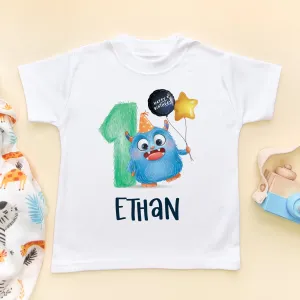 1st Birthday Cute Monster Personalised Toddler & Kids T Shirt