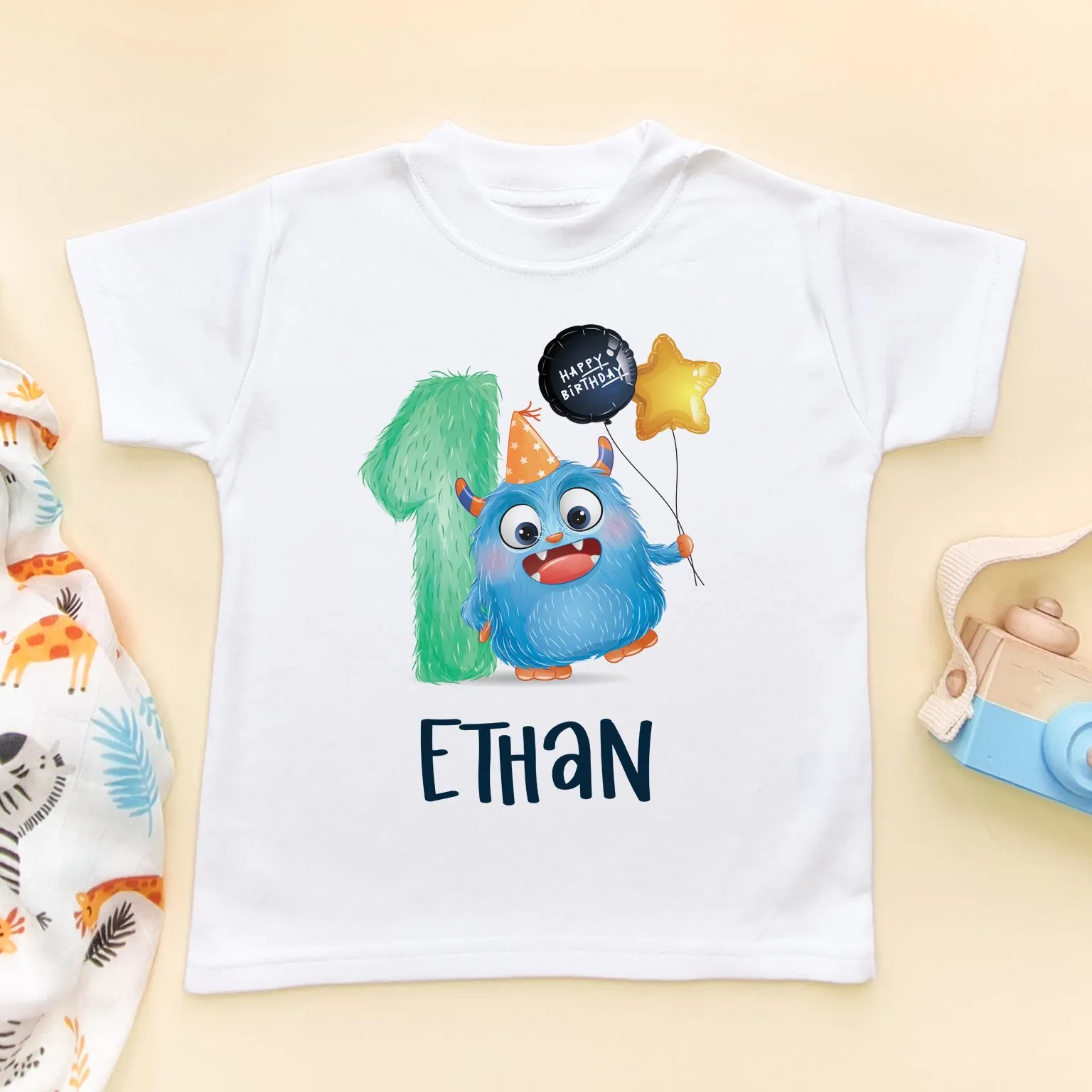 1st Birthday Cute Monster Personalised Toddler & Kids T Shirt