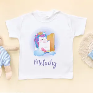 1st Birthday Unicorn Personalised Toddler & Kids T Shirt