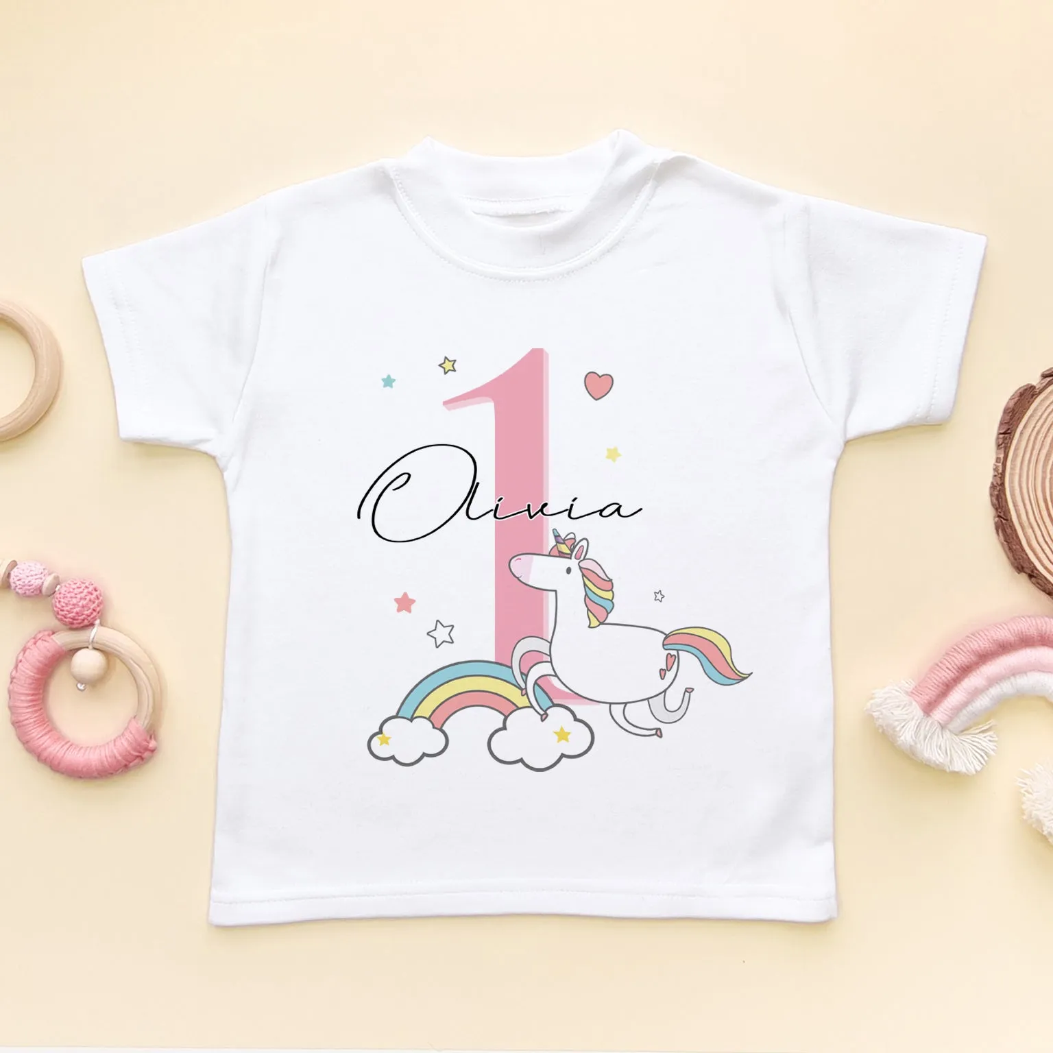 1st Birthday Unicorn Personalised Toddler & Kids T Shirt