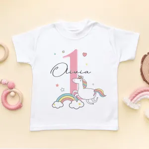 1st Birthday Unicorn Personalised Toddler & Kids T Shirt