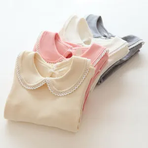 2-8Y children T-shirts for girls spring autumn cotton girls clothing fashion solid girls long sleeve shirts