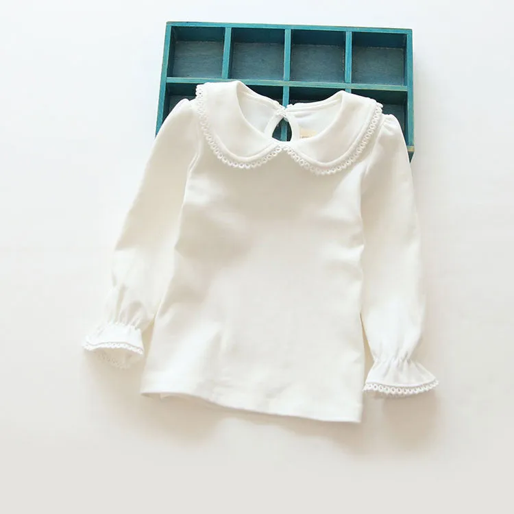 2-8Y children T-shirts for girls spring autumn cotton girls clothing fashion solid girls long sleeve shirts