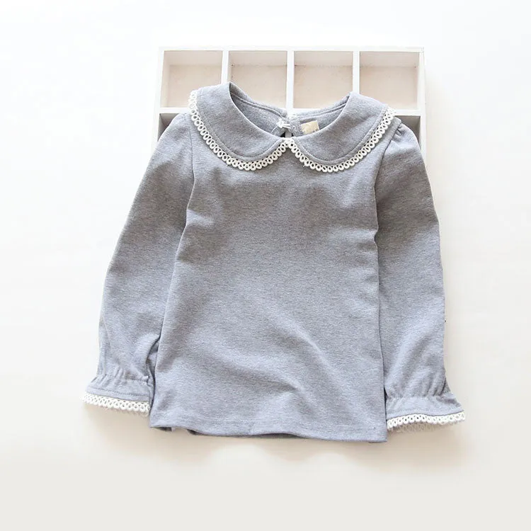 2-8Y children T-shirts for girls spring autumn cotton girls clothing fashion solid girls long sleeve shirts