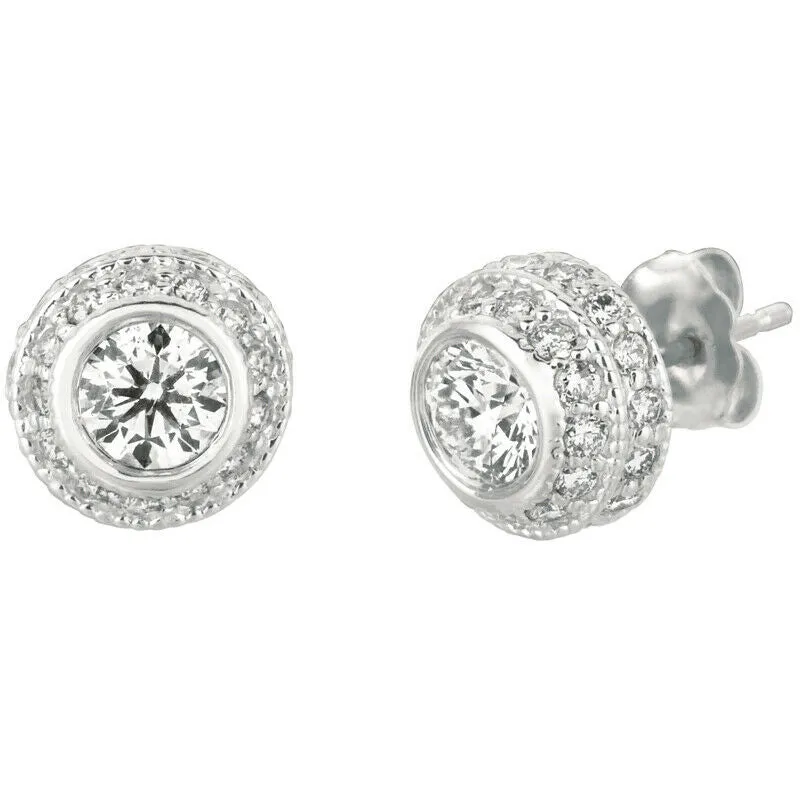 2.00 Carat Natural Diamond Earrings G SI 14K White Gold