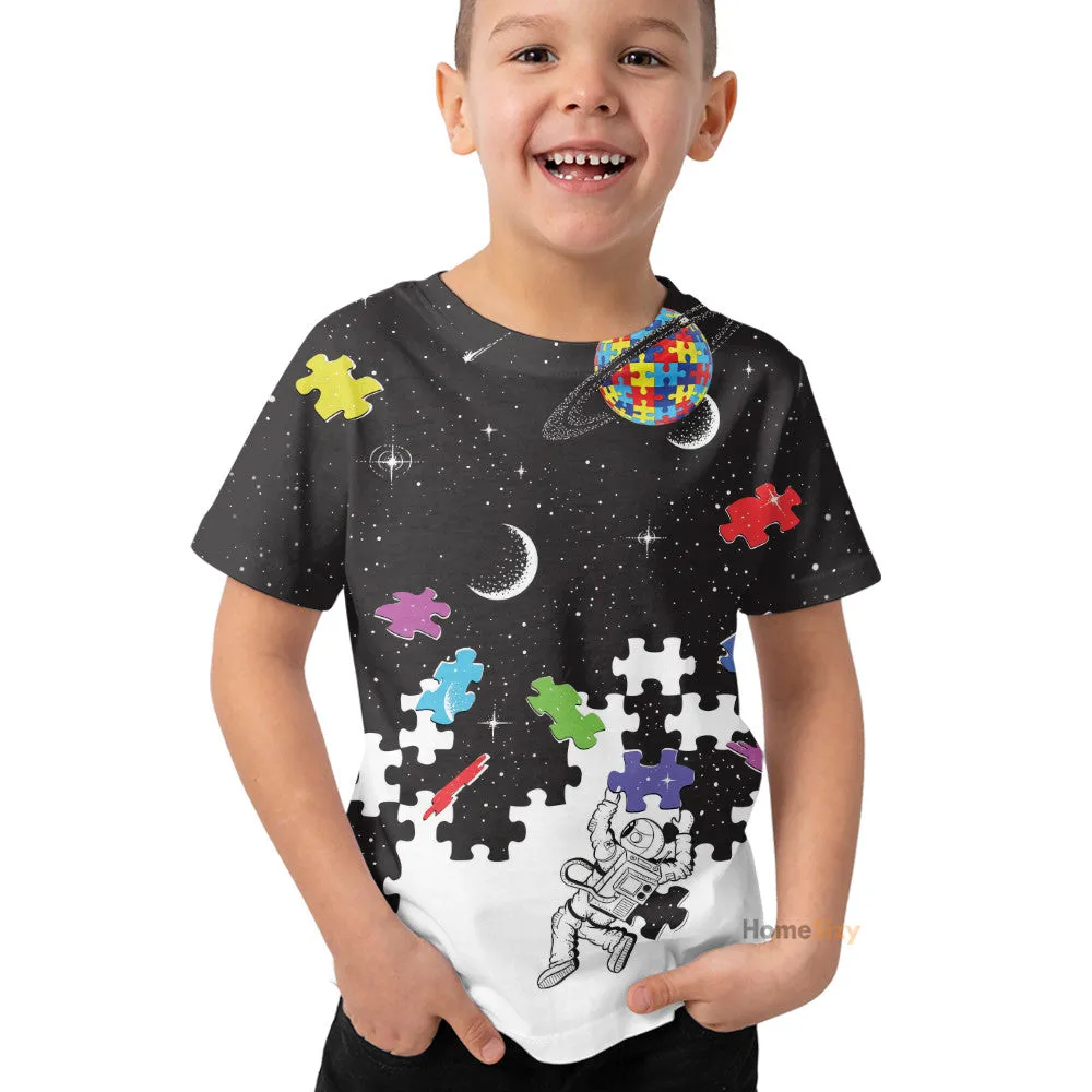 3 Autism Nasa Astronaut Custom Kid Tshirt QT305277Hc