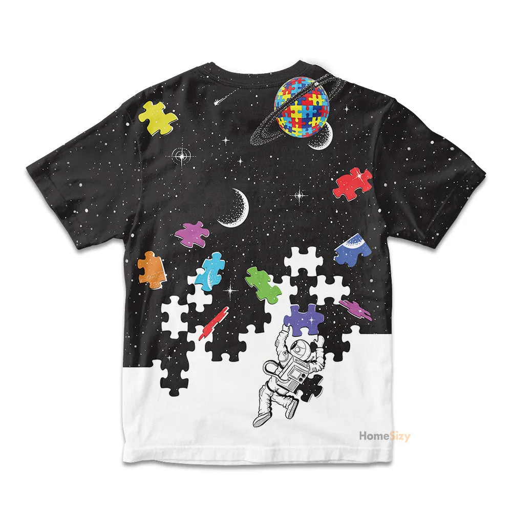 3 Autism Nasa Astronaut Custom Kid Tshirt QT305277Hc