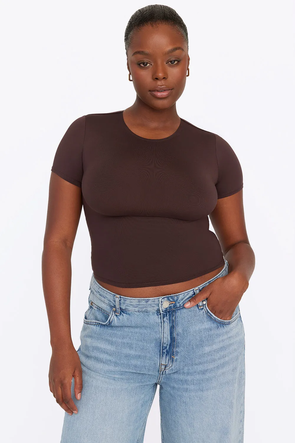 365 SECOND SKIN SHORT SLEEVE T-SHIRT - ESPRESSO