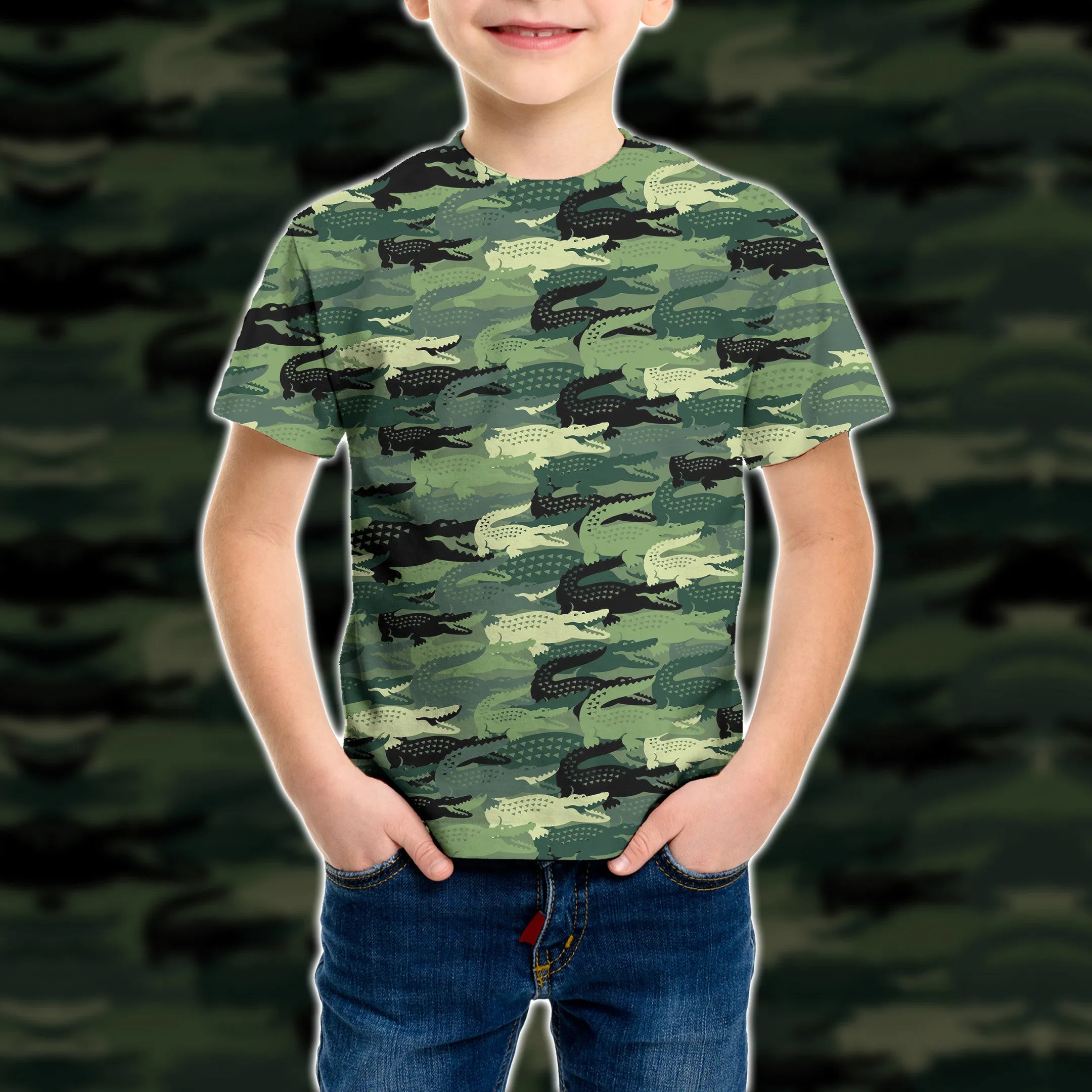 3D Crocodile Camo Unisex Kid Tshirt QT211006