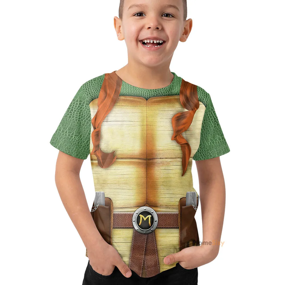 3D Michelangelo TMNT Mike Mikey Custom Cosplay Costume Kid Tshirt QT207155