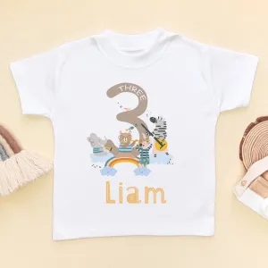 3rd Birthday Animal Musicians Personalised T Shirt