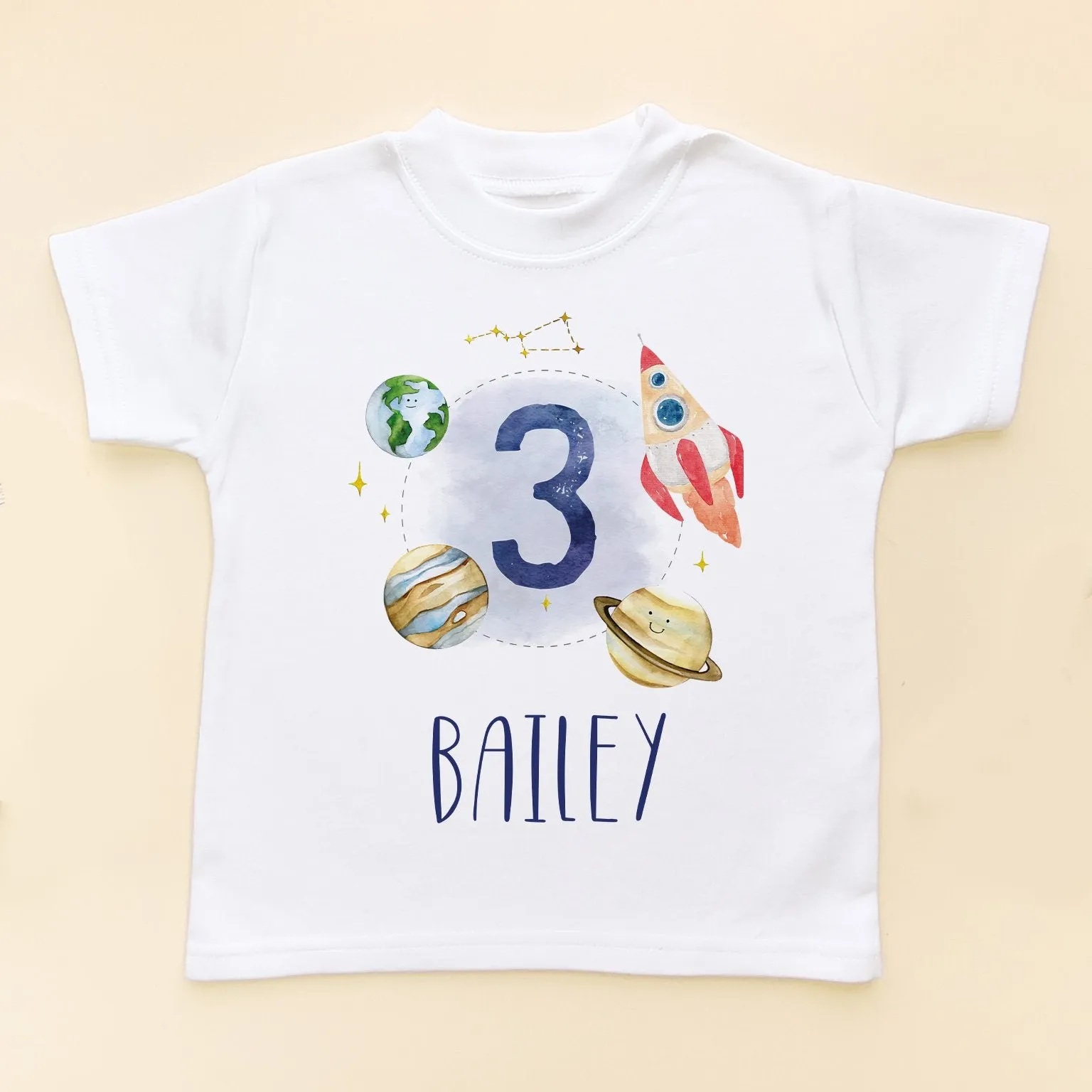 3rd Birthday Galaxy Space Personalised T Shirt