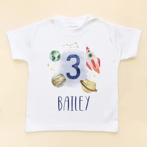 3rd Birthday Galaxy Space Personalised T Shirt