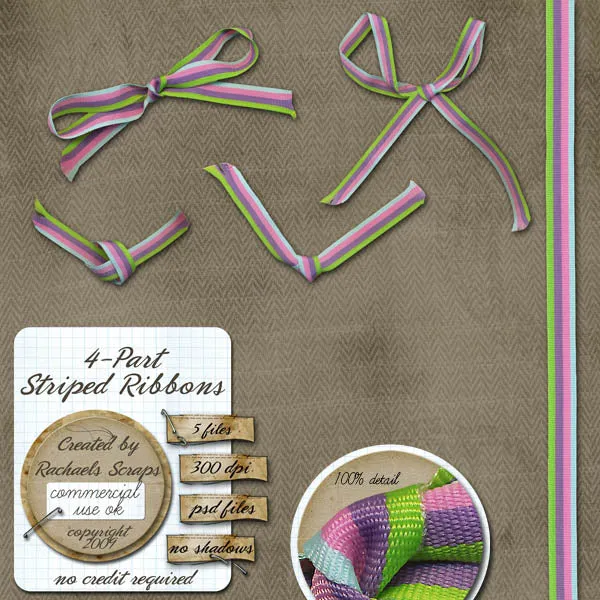 4 Part Striped Ribbons