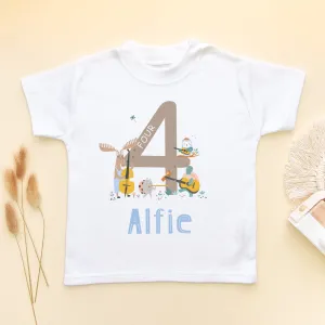 4th Birthday Animal Musicians Personalised T Shirt