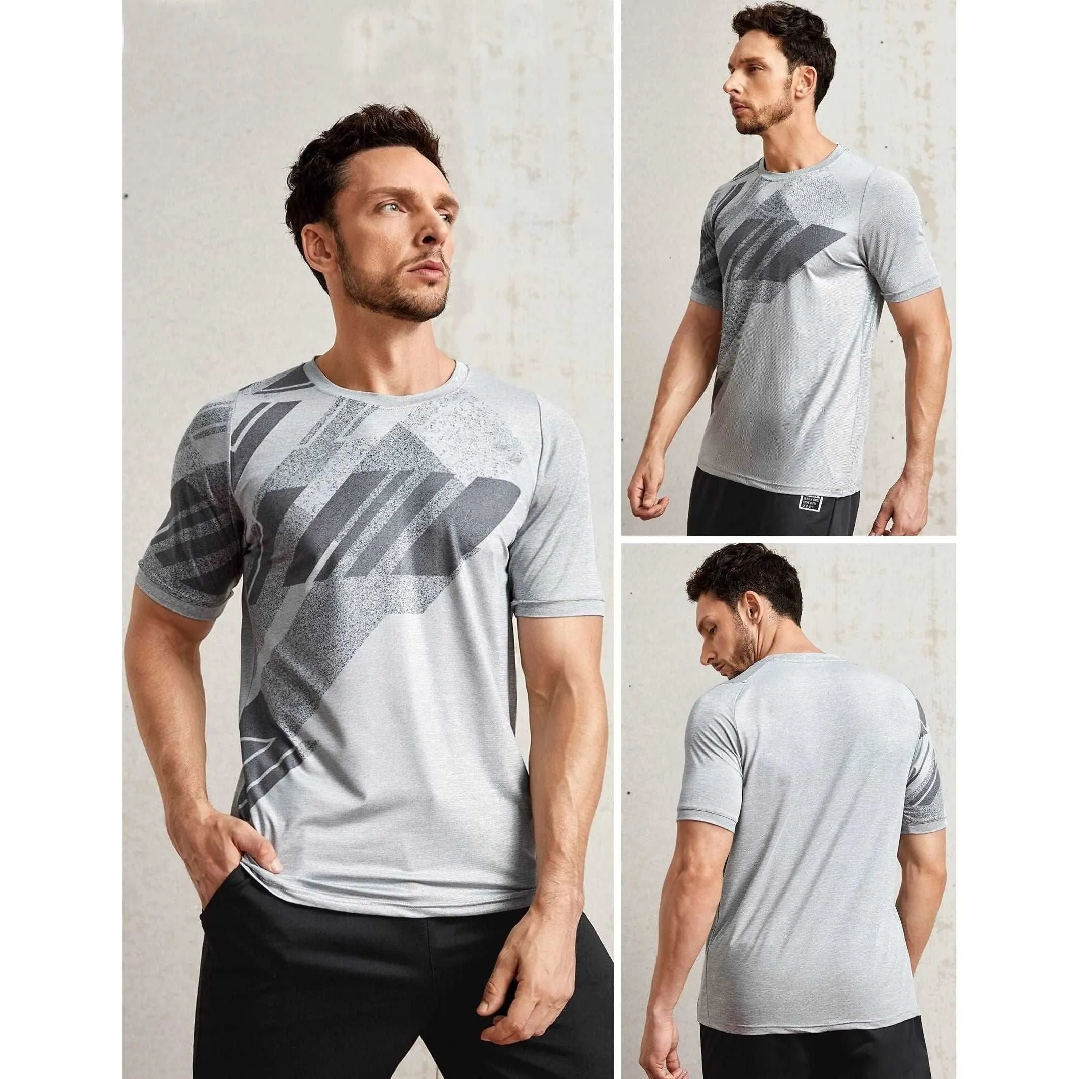 5 Pack Men’s Active Quick Dry Crew Neck T Shirts | Athletic Running Gym Workout Short Sleeve Tee Tops Bulk