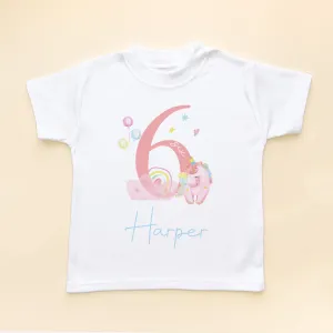 6th Birthday Unicorn Personalised T Shirt