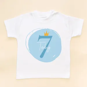 7th Birthday Boy Blue Theme Personalised T Shirt