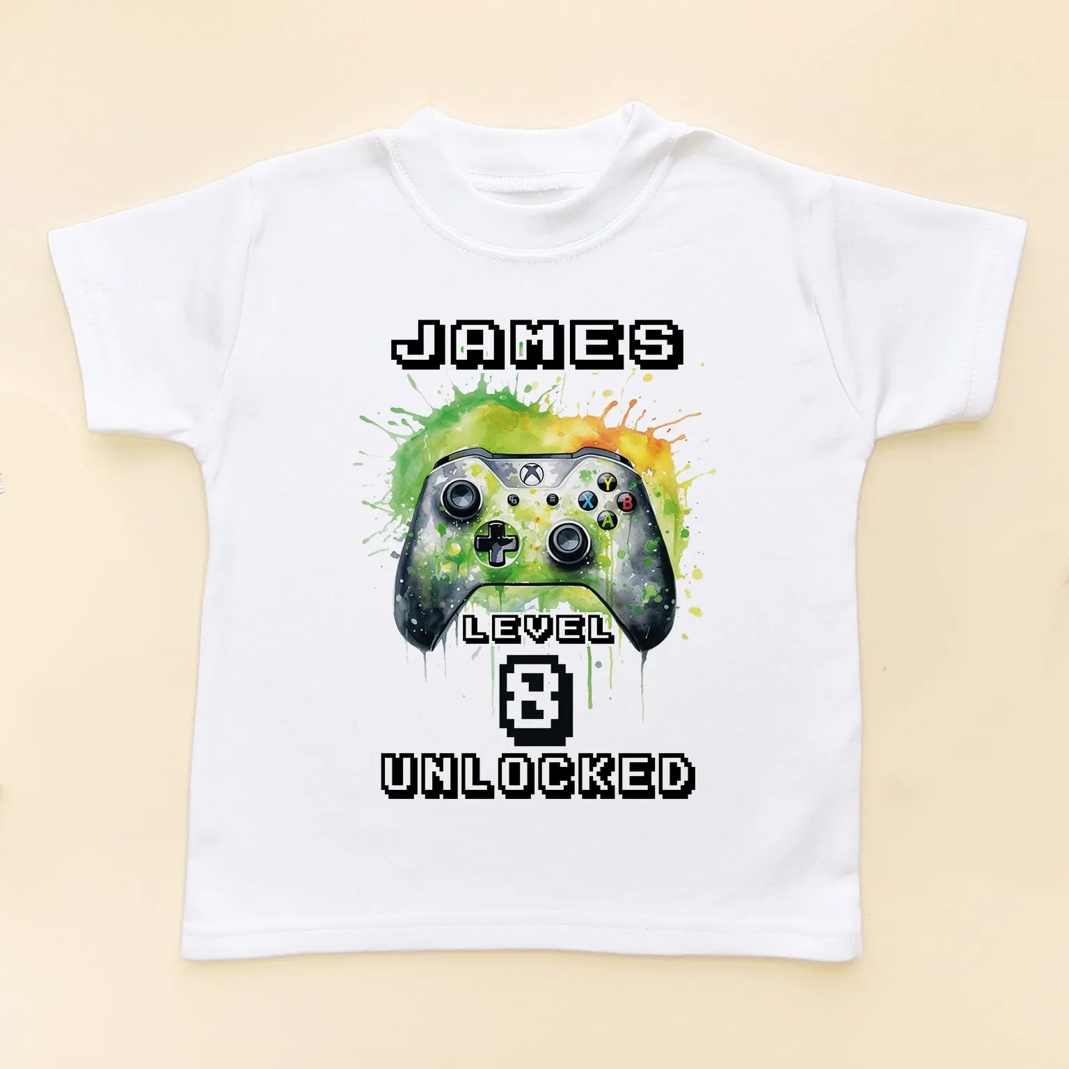 8th Birthday Unlocked Gamer Personalised T Shirt
