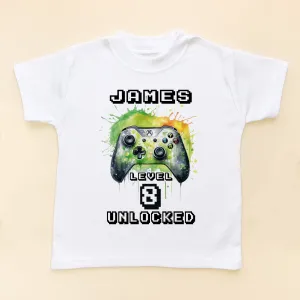 8th Birthday Unlocked Gamer Personalised T Shirt